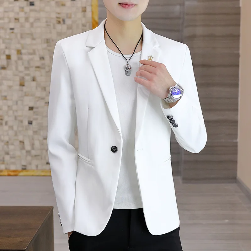 Jane-55  White Suit Jacket Men's Casual 2023 New Korean-style Slim-fit suit Spring and Autumn Thin Small Suit Top