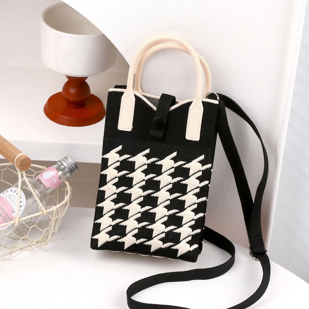 محبوك حقيبة الهاتف Crossbody حقيبة يد عادية عصرية حزام الكتف قابل للتعديل حقيبة يد صغيرة متخصصة كتف واحدة