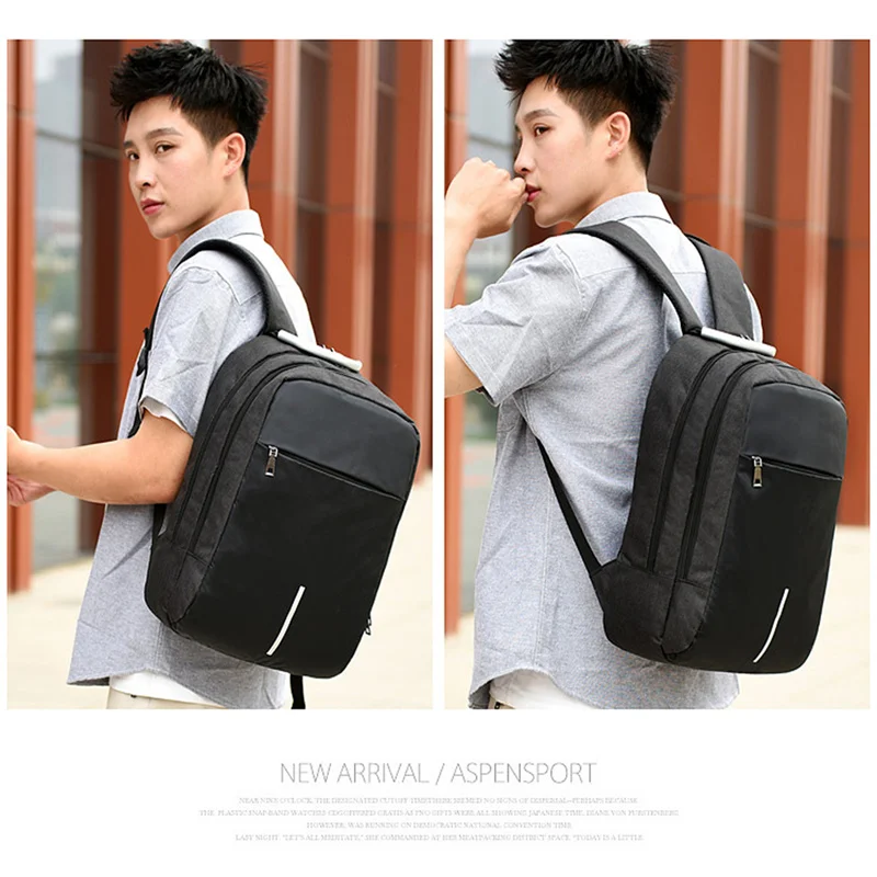 Charging Large-capacity Computer Backpack Zipper Combination Lock Headphone Hole Random Multi-function Shoulder Bag Usb Charging