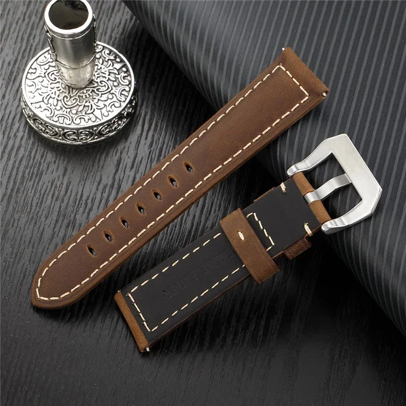 Vintage Frosted Genuine Leather Strap 22mm 20mm 24mm 18mm for Zeblaze Ares 3 Pro Huawei GT 3 Amazfit GTR 4 Galaxy Watch 6 5 Band