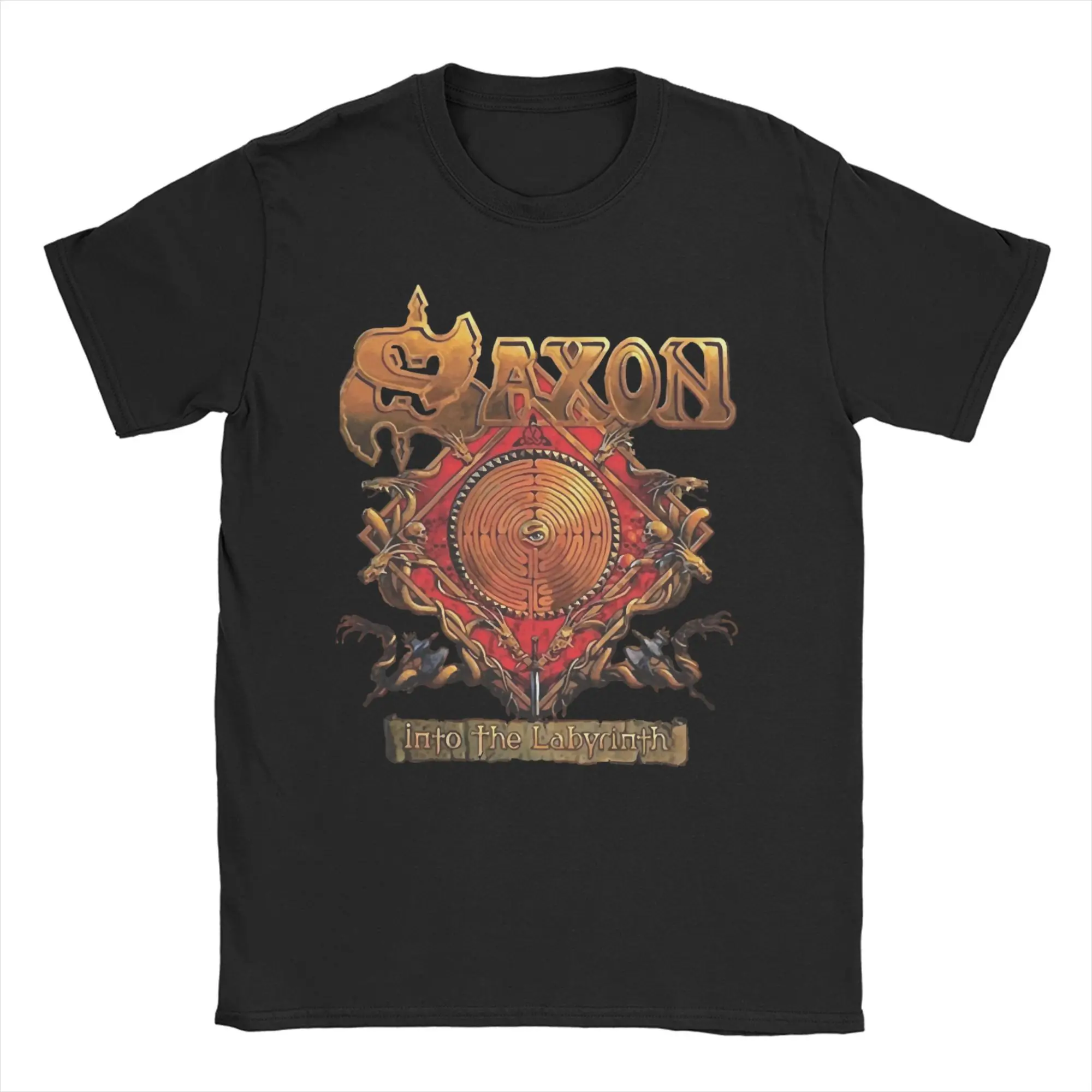 

Men Women's Saxon Metal Band T Shirts Into the Labyrinth Album Cotton Clothing Short Sleeve Round Collar Tees 4XL 5XL T-Shirt