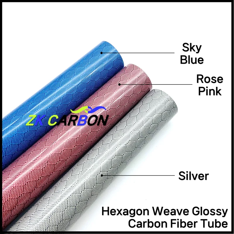 Colored Carbon Fiber Tube 1000mm for RC Drone Parts Glossy Blue Silver Pink OD 8-30mm 3K Hardness Composite Material