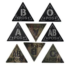 Blood Type Infrared in the Dark Patches A+ B+ O+ AB+ POS Positive IR Patch Reversed CP Military Patch Badge with Hook Loop