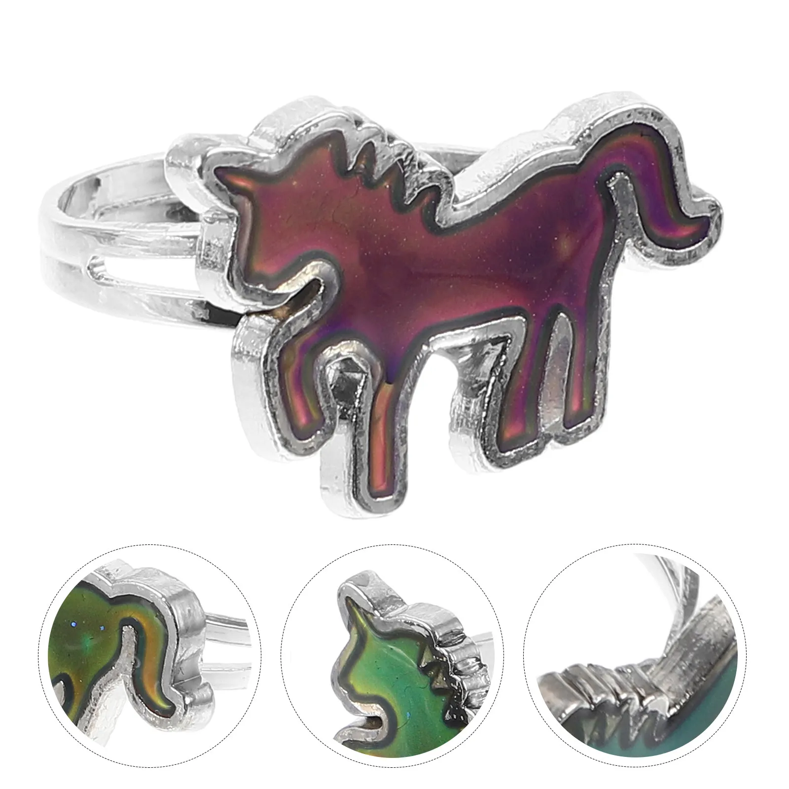 Mood Ring for Women Teen Unicorn Design Temperature Sensitive Color Shift Ring Simple Cute Fashion Jewelry Accessory