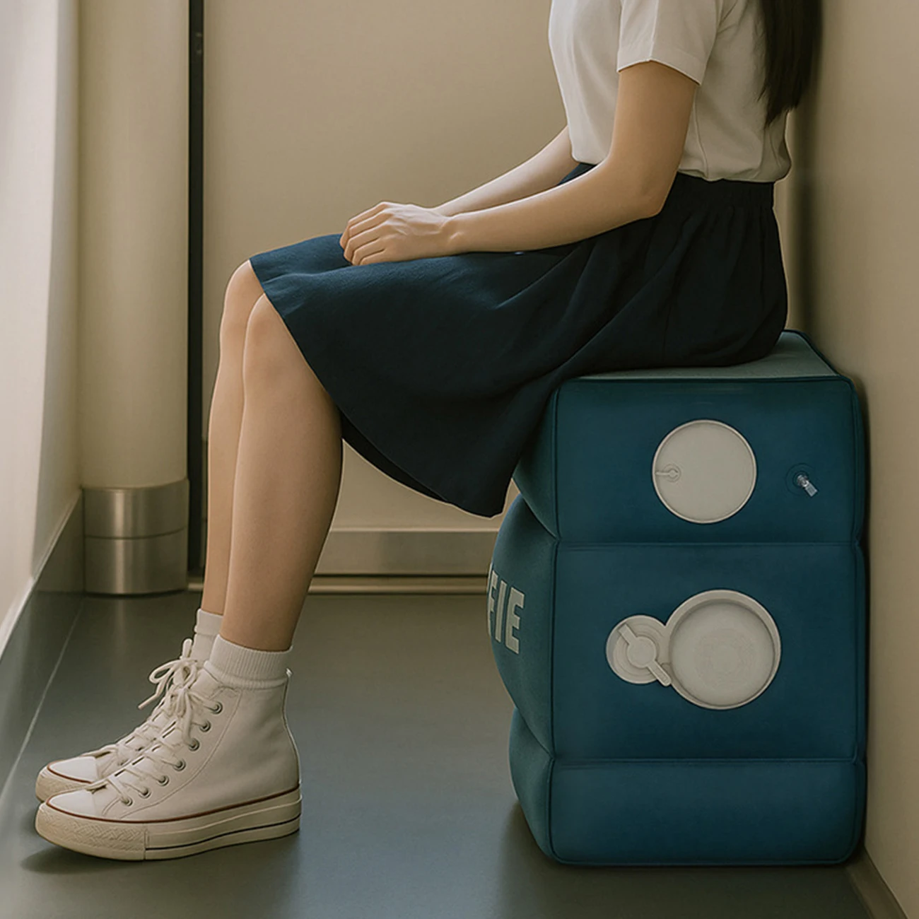 

Customizable 1PC Inflatable Foot Rest Mat Adjustable 3 Layers Height Sleep Flights Leg Rest Pillow for Airplane Train