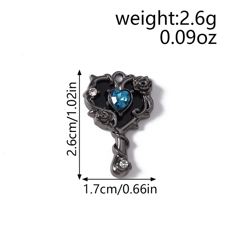 5 Stück Niedliche Kristall-Metall-Herzanhänger mit Flügeln für Schmuckherstellung, Ohrringe, Anhänger, Halsketten, Armbänder, DIY-Bastelzubehör – Detail 11
