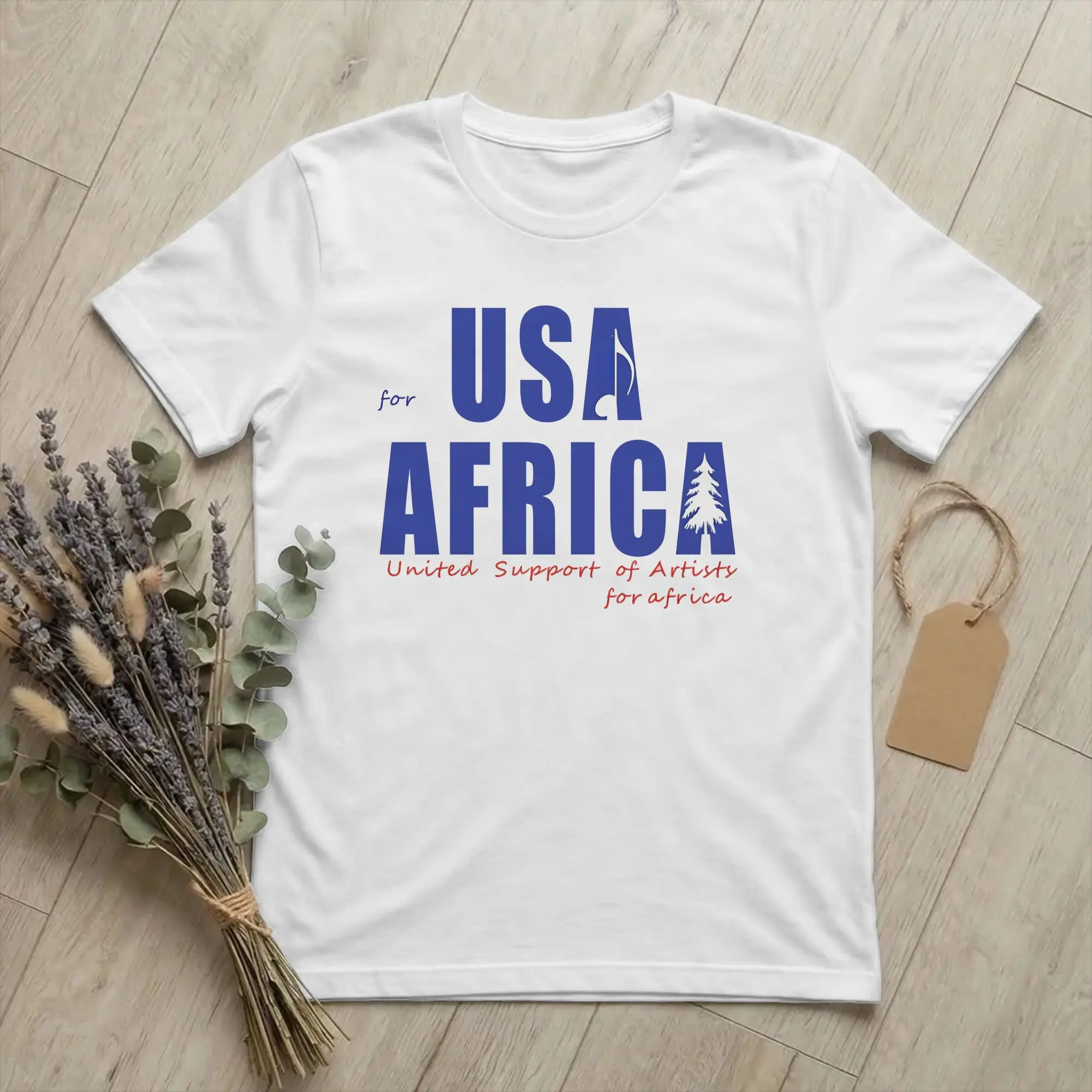 We Are the World Anniversary USA for Africa United Artists White T Shirts  Hipster Tee Shirt Round Neck T-Shirts Cotton Clothes