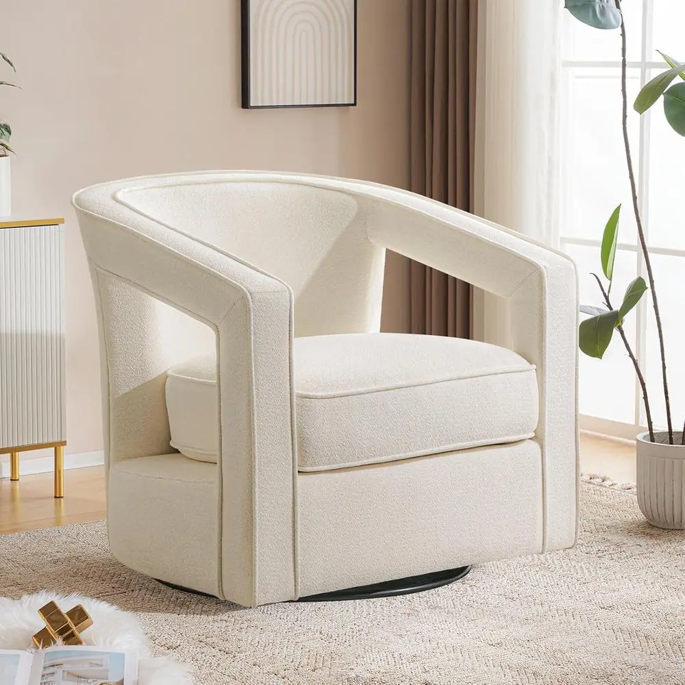 

Поворотное кресло для гостиной, мягкое кресло-бочонок с изогнутой спинкой, удобное кресло для чтения для спальни, балкона