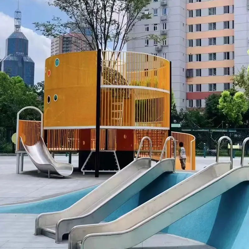 Outdoor Large Non-standard Custom Stainless Steel Slide For Amusement Parks Shopping Malls Children Unpowered