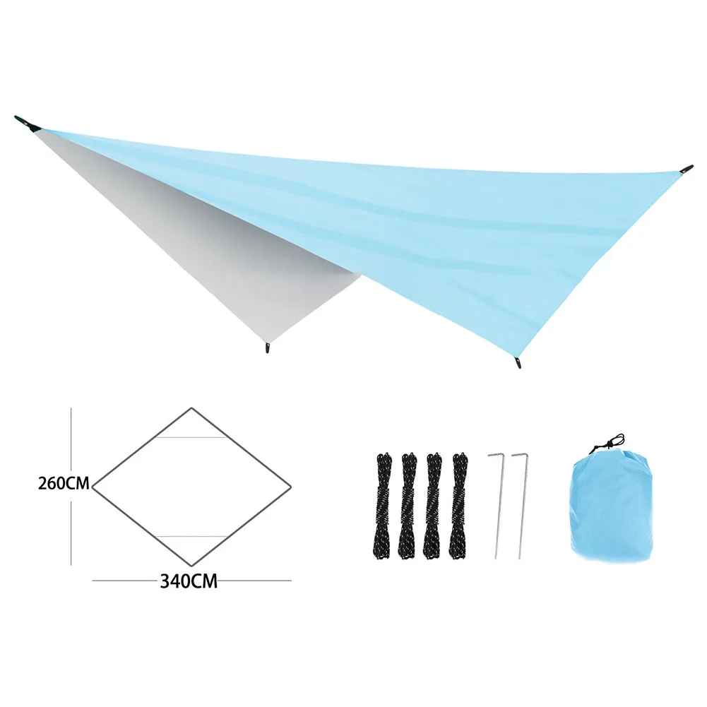 

Reinforced Corners Sunshade 340 * 260cm Ultralight Camping Tarp 210t Polyester Material Moisture-proof Functionality