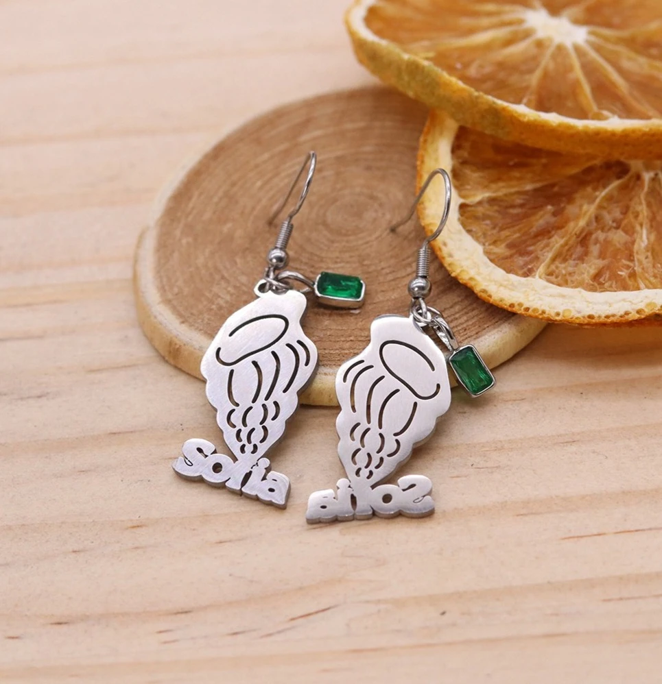 

Fashion Ice Cream Custom Engraved Personalized Earrings for Women Girl Anti Allergy Stainless Steel Pendant Earrings 1pair