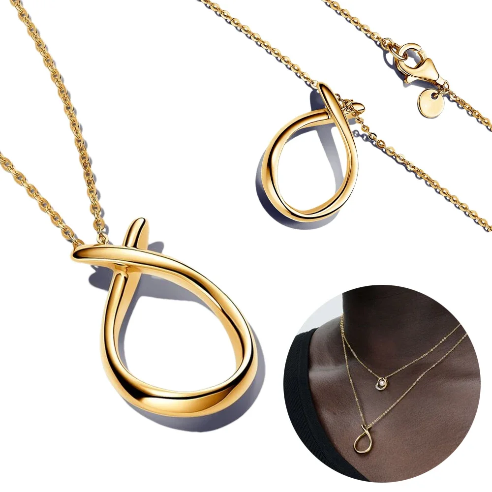 Popular Hot New 2024 Fashion T-bar Round Padlock Pendant Organic Shape Heart-shaped Necklace Jewelry for Women Dropshippring