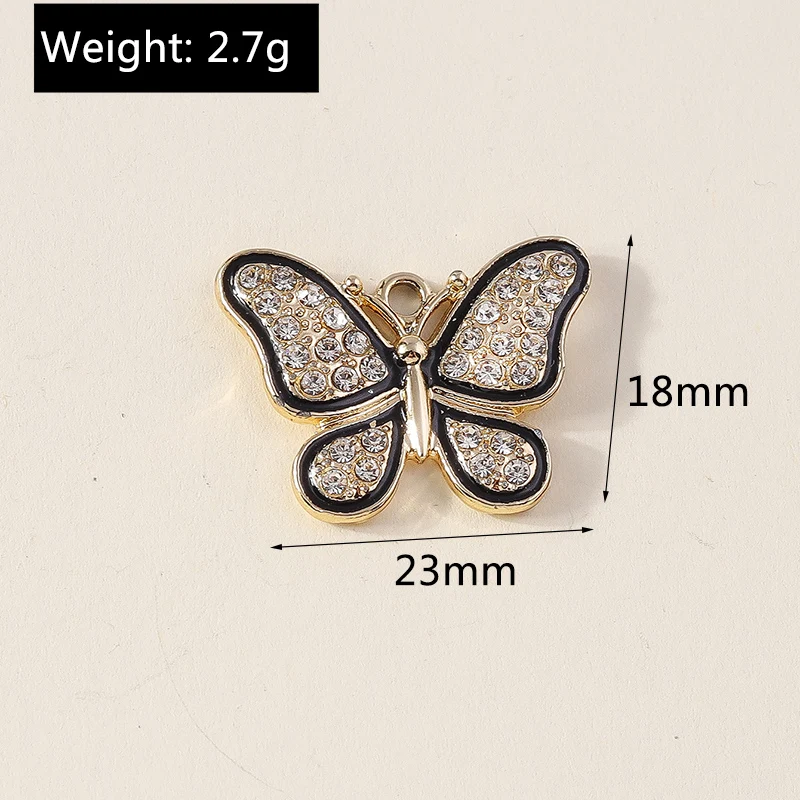 10 Stück Niedliche Kristall-Metall-Schmetterling-Baumblatt-Anhänger für Schmuckherstellung, Anhänger, Halsketten, Ohrringe, Armbänder, DIY-Bastelzubehör – Detail 7