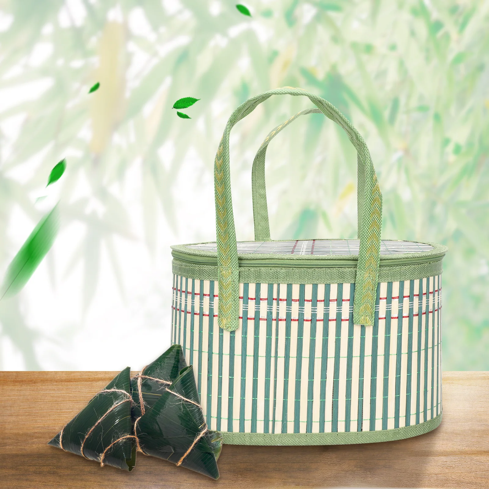 

Handwoven Bamboo Basket Spacious Fruit Food Storage Modern Home Decor Picnic Container Handle Easy Carry Bamboo Basket