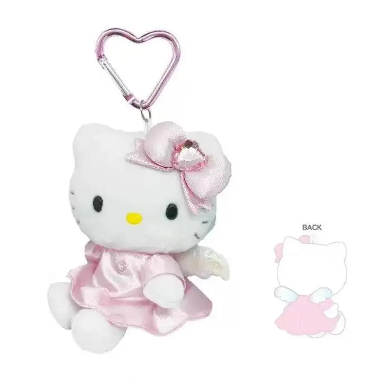 Sanrio Hello Kitty พวงกุญแจตุ๊กตาตัวการ์ตูนน่ารักอะนิเมะ KT จี้ตุ๊กตายัดนุ่นกระเป๋าเป้สะพายหลังของเล่นตกแต่งซิปของขวัญเด็กผู้หญิง