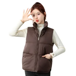 Down Cotton Vest Female 2024 New Autumn Winter Coat Short Loose Casual Waistcoat Women Fashion Large Size Sleeveless Jacket Top