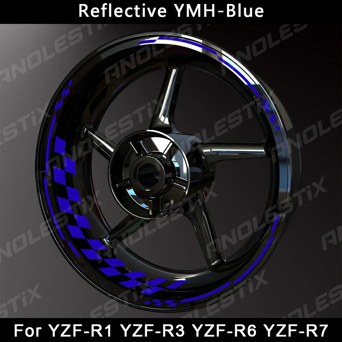 AnoleStix Reflective Motorcycle Wheel Sticker Hub Decal Rim Stripe Tape For YAMAHA YZF-R1 YZF-R3 YZF-R6 YZF-R7