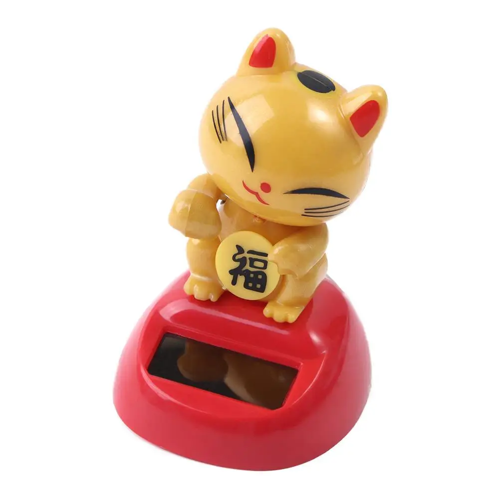 Figurine Statue Classic Swing Doll Solar Power Solar Toys Dancing Lucky Cat Figure Lucky Cat Model Toys Shaking Head Swing Doll