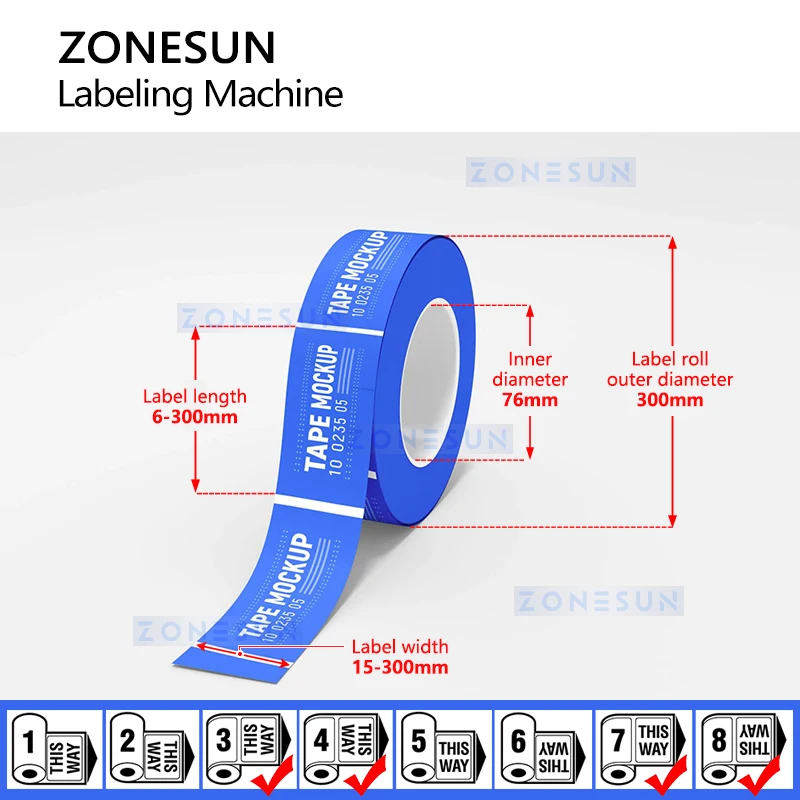 ZONESUN-etiqueta adhesiva automática para bolsas de comida, máquina de etiquetado de embalaje plano, película de plástico grande, ZS-TB832