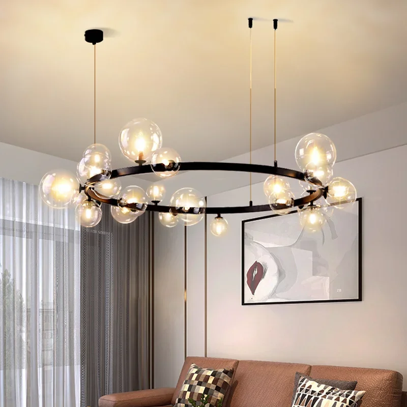 

Light Luxury Modern American Industrial Style Lamp Restaurant Light Creative Bar Table Glass Bubble Chandelier