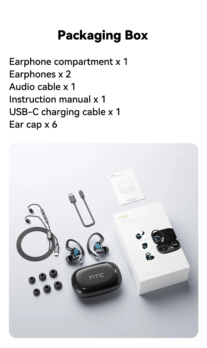 HTC NE81 Kabellose Kopfhörer Lange Akkulaufzeit 3-in-1 Kabelgebunden Umschaltbar zu Bluetooth-Ohrhörern HIFI-Klangqualität Geeignet für den Täglichen Gebrauch – Detail 11