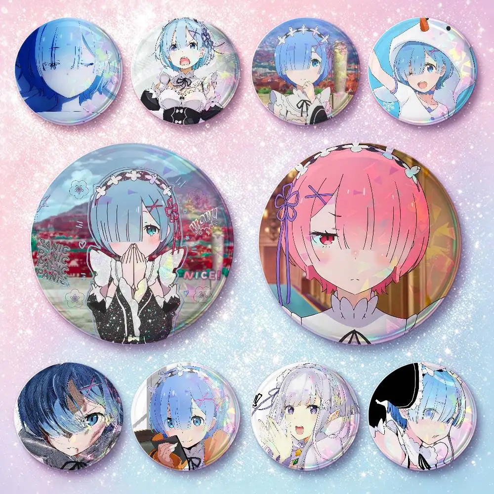 Anime Re Zero Starting Life In Another World Badges Button Round Creative Pin Brooch Badge Bag Decor Accessories Friends Gifts