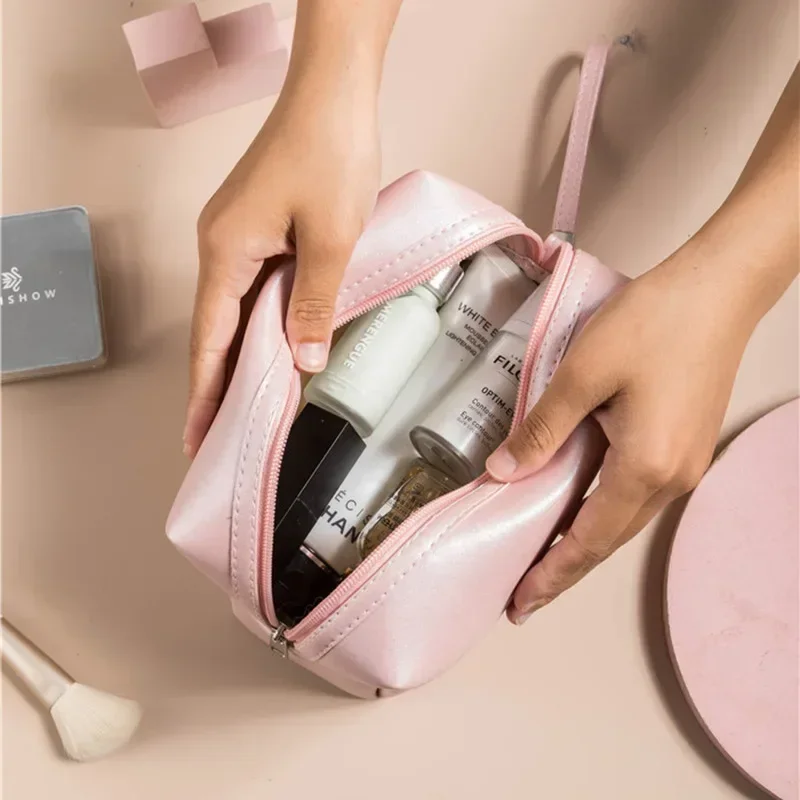 Travel Waterproof Cosmetic Storage Bags Outdoor Women Toiletries Organizer Large Medium Small PU Leather Zipper Make up Case