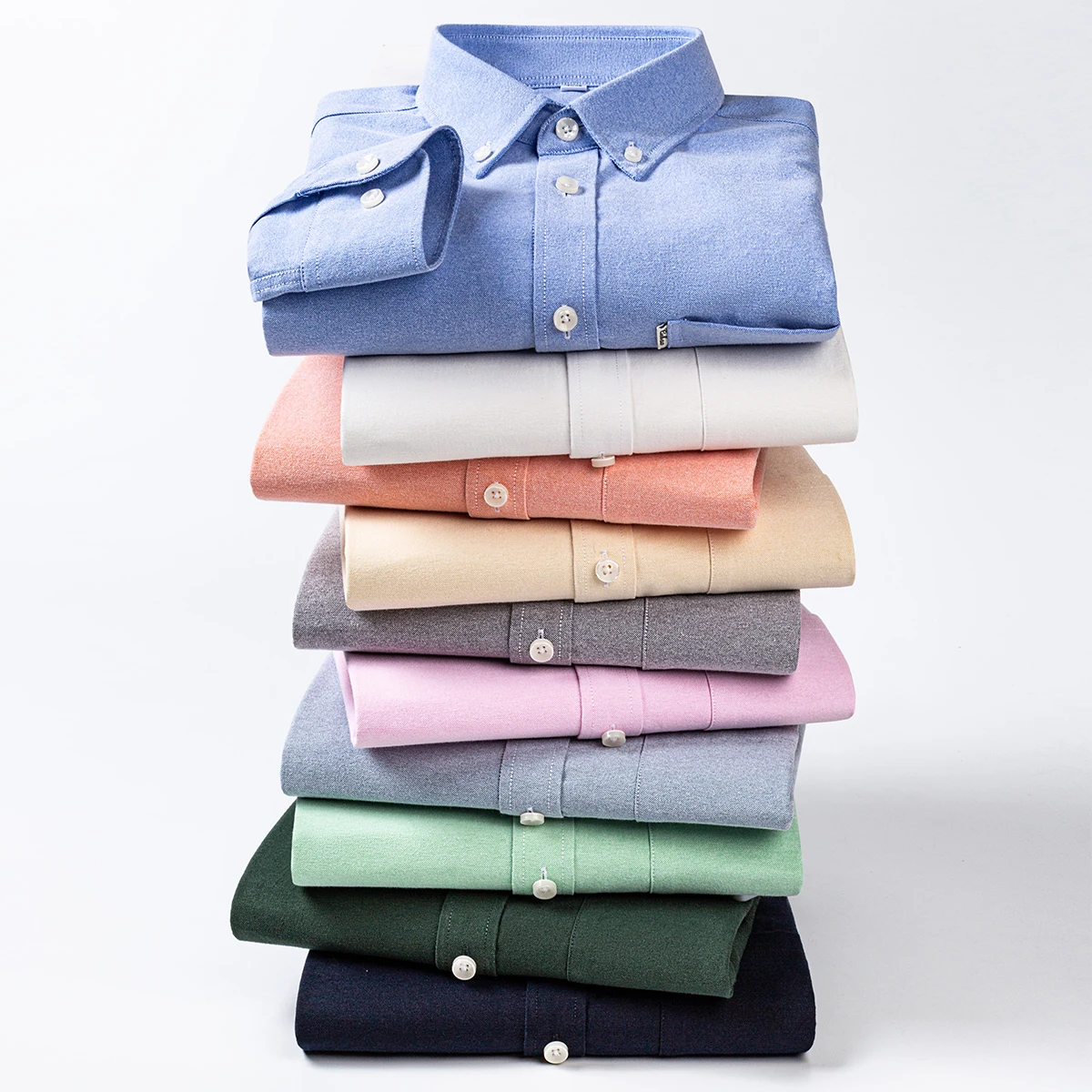 قمصان أكسفورد من القطن الخالص 100% للرجال بأكمام طويلة قمصان رسمية اجتماعية للأعمال ملابس كلاسيكية مصممة بجيب واحد للرجال #5