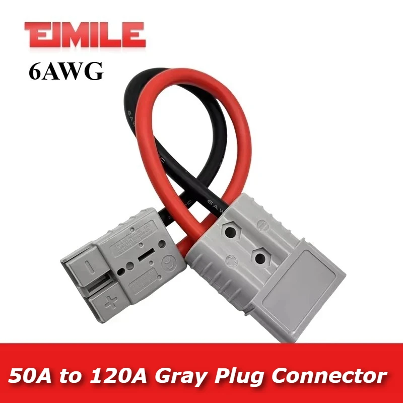 Gray Plug 50A Plug to 120A Plug Connector 6AWG Silicone Wire Extension Connection Conversion Line For Forklift Battery Charging