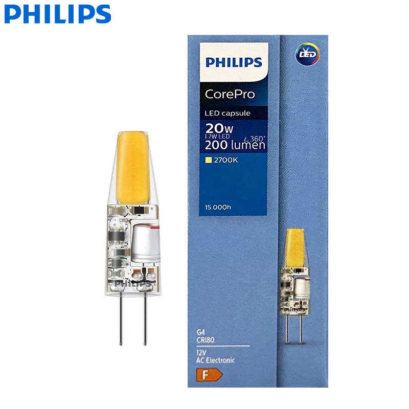 فيليبس CorePro LED G4 كبسولة مصابيح دبوس ضوء 1.7 واط 2.1 واط 2700 كيلو أبيض دافئ 12 فولت لمبة الزخرفية استبدال 20 واط الهالوجين G4 مكتب الضوء #2
