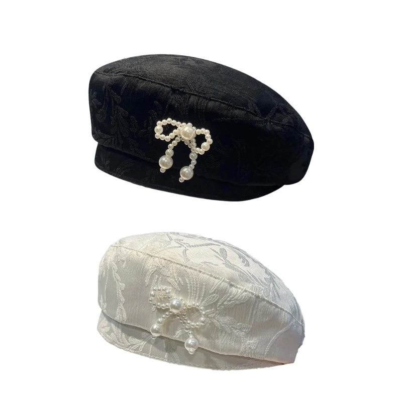 

Pearls Autumn Winter Hat Fashion Girls Hat British Retros Styles Hat Girls