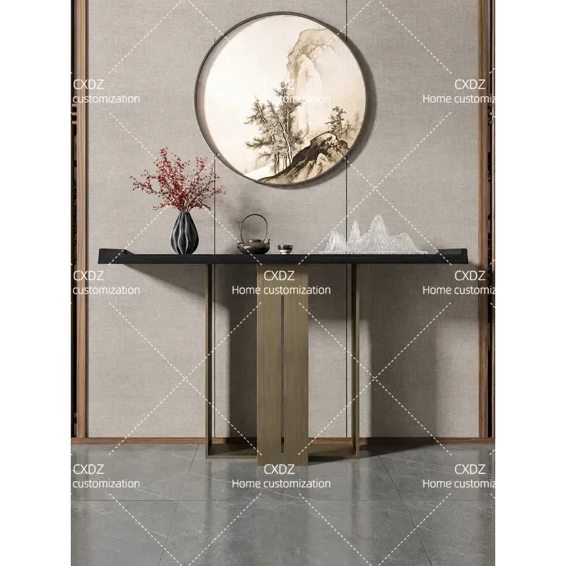 New Chinese Style Solid Wood Entryway Table Incense Console Modern Storage Cabinet for Living Room Entrance End View Strip