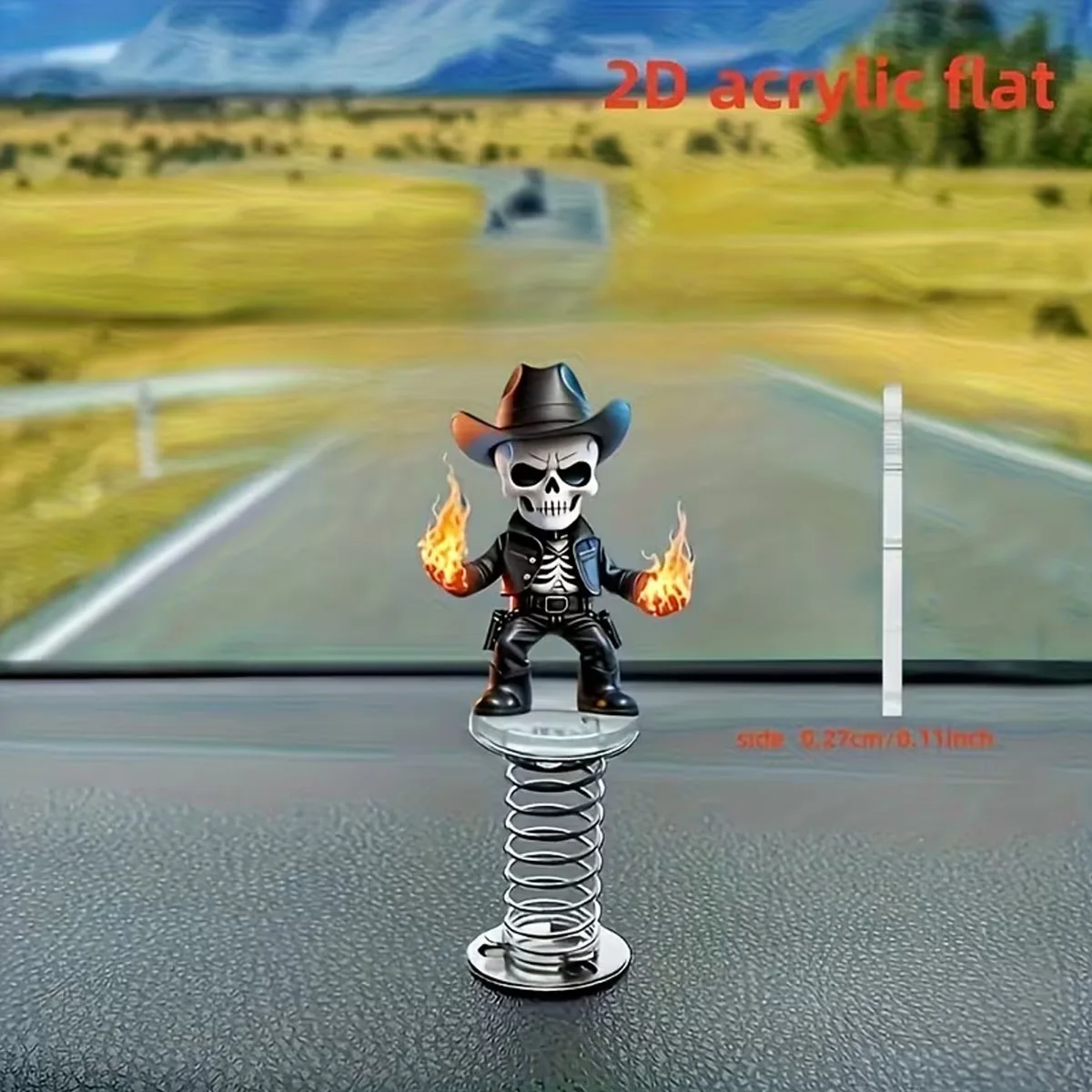 Acrylic Skull Flame Car Dashboard Decor, Cool Spooky Figurine Ornament, Vehicle Interior Accessory Gift
