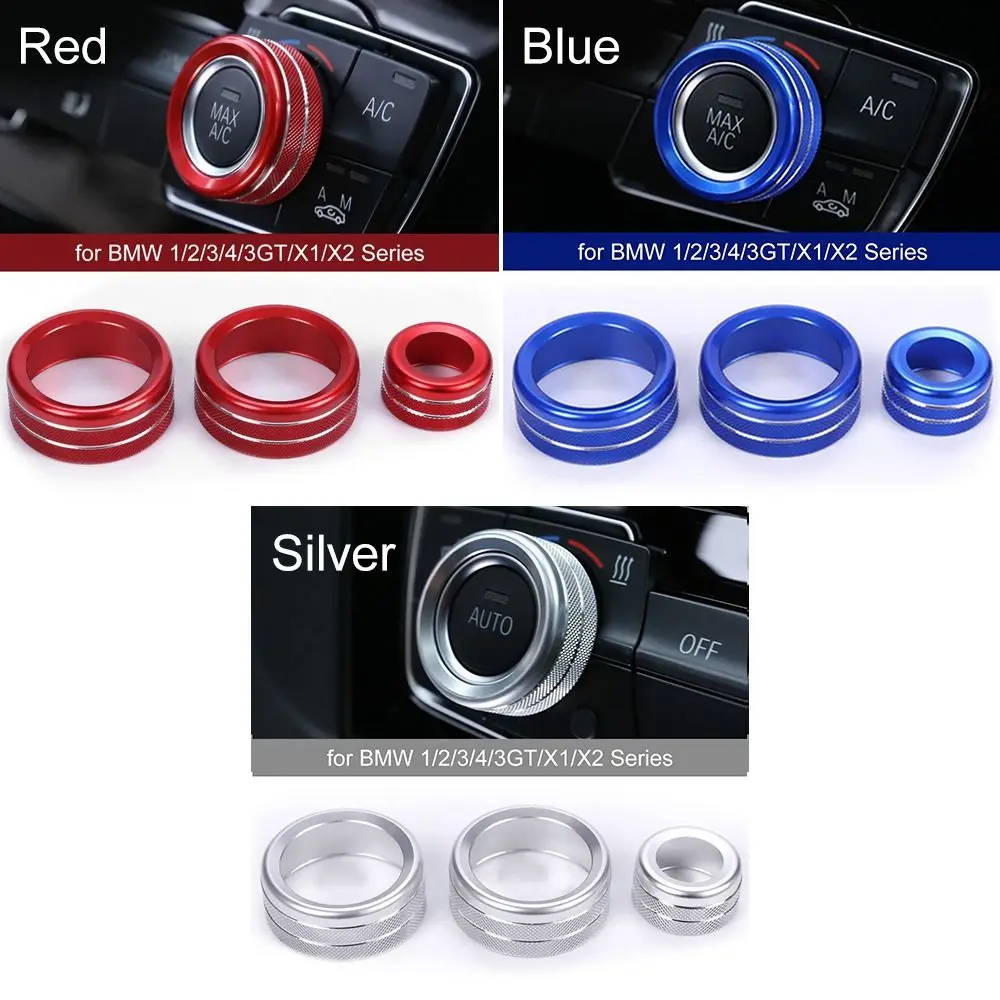 3Pcs For BMW 1 2 3 4 Series F30 F34 F46 GT X1 F47 F48 13-17 Car Styling Air Conditioning Knobs Audio Circle Trim Alloy Accessory