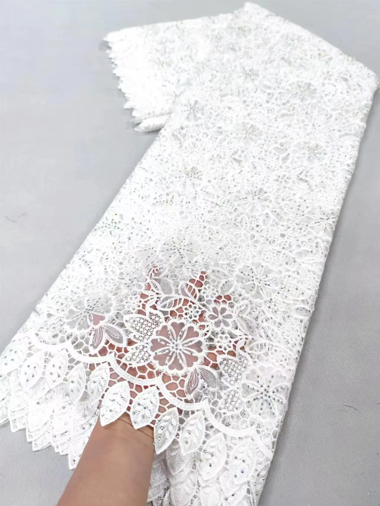 

African Nigerian Tulle Lace Fabric, High Quality Cotton Wedding Party Dress, Sequins for Sewing, Embroidery, 5Yards, XL005 ,2024