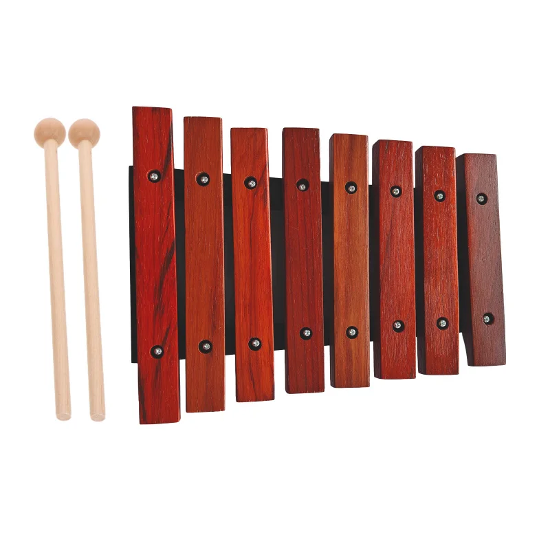 8 Notes Wooden Xylophone Musical Instrument with 2 Wooden Mallets Birch Pine Wooden Small Xylophone Percussion Instrument