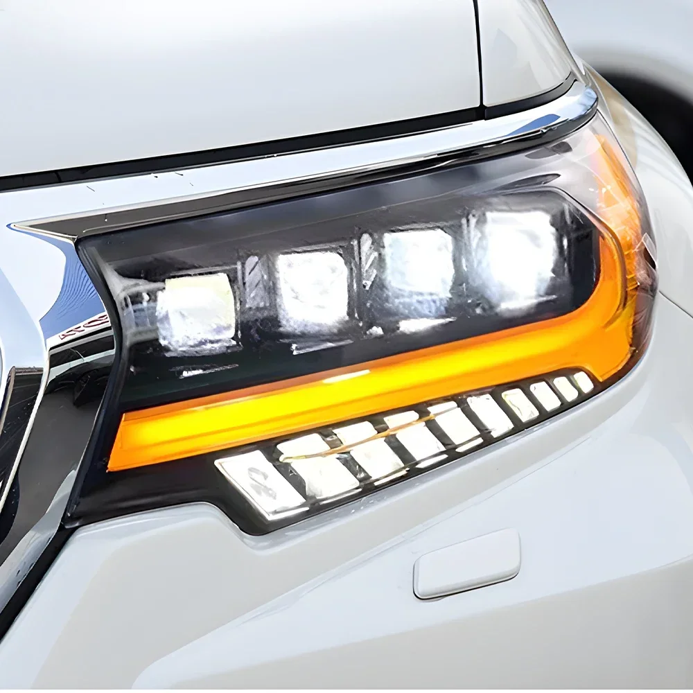 For Toyota Prado Car Headlights 2018-2023 LED Front Light Assembly Upgrade with Triple Projector Lens Plug-and-Play Accessories