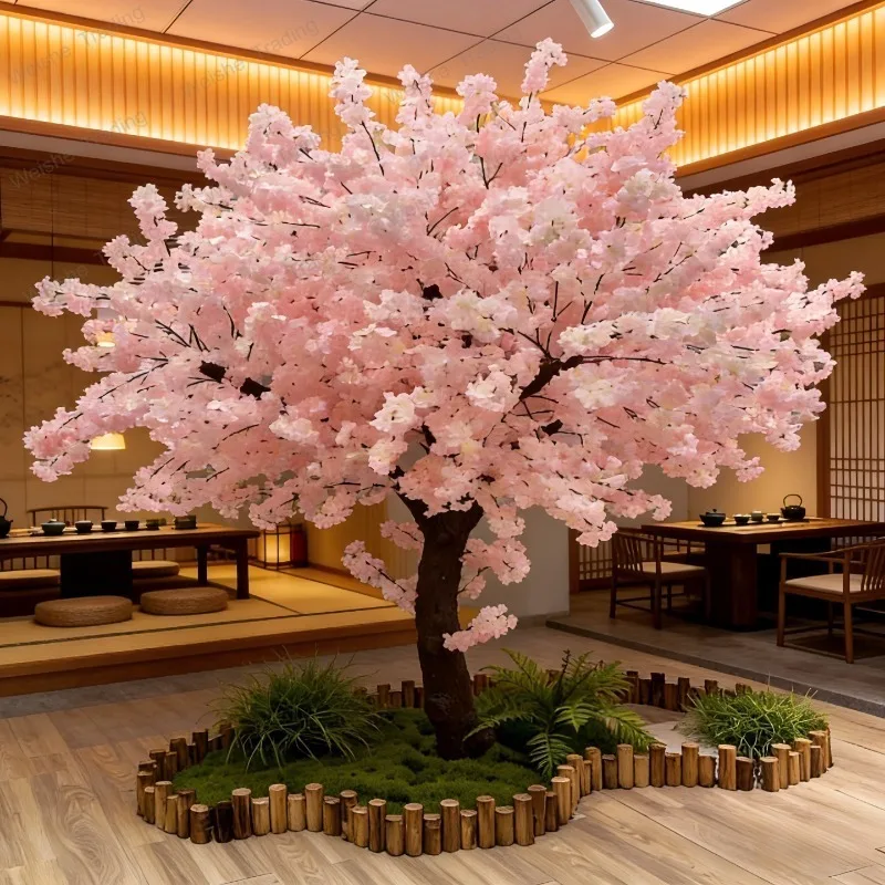 

Simulation cherry blossom indoor landscaping green plant fake tree peach blossom wishing tree indoor and outdoor