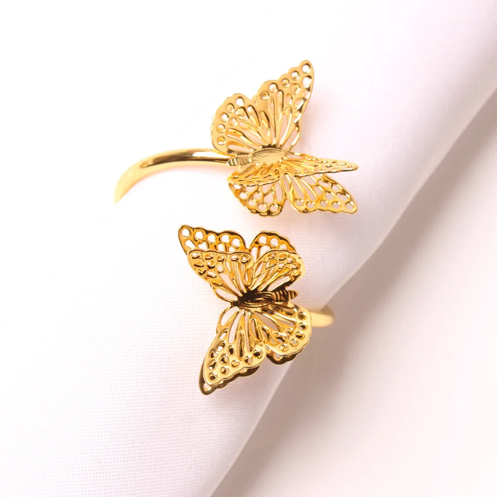4/6/12/100 Pcs Napkin Rings Holder Metal Butterfly Buckle Design Becket For Hotel Banquet Wedding Party Event Table Decor