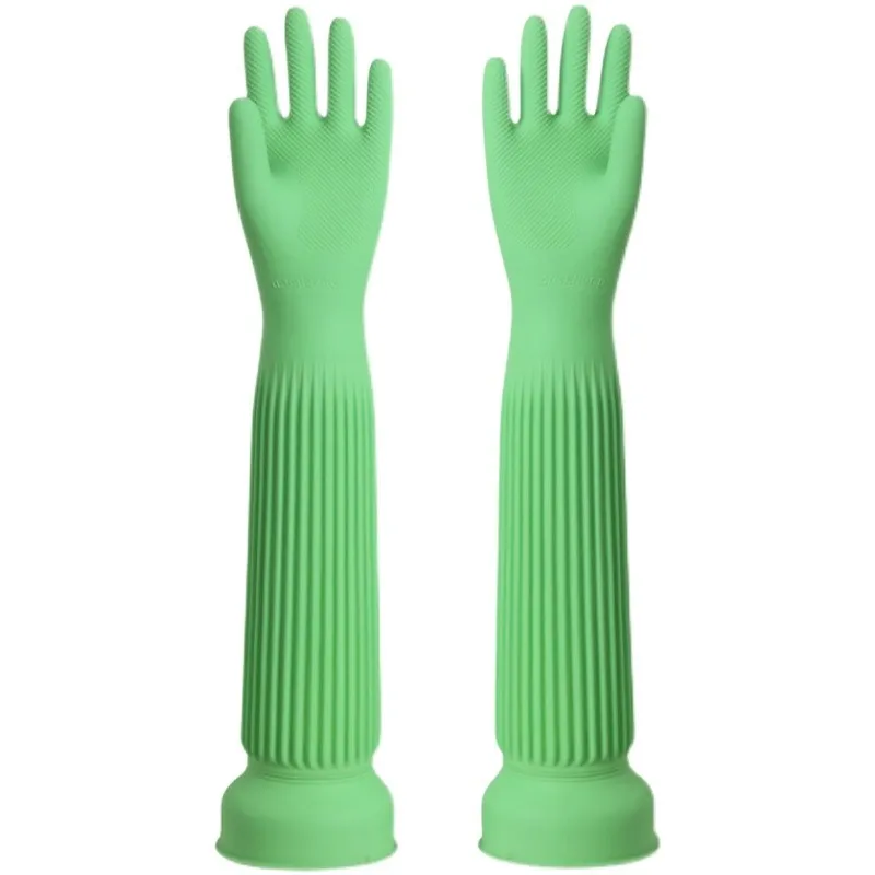 58cm Dish Washing Household Scrubbe Repeatable Kitchen Tool Waterproof Acid and Alkali Resistant Long Natural Latex Gloves