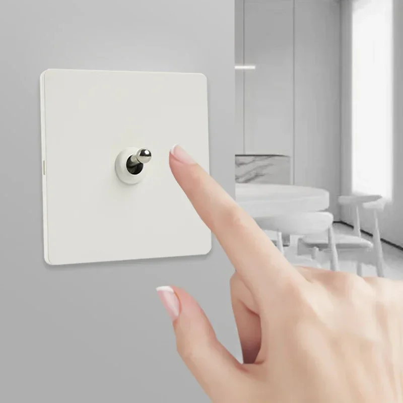 Wall Toggle Electric Light Switch UK White Matte Power Socket EU France Standard USB Charging Port Outlet Stainless Steel Panel