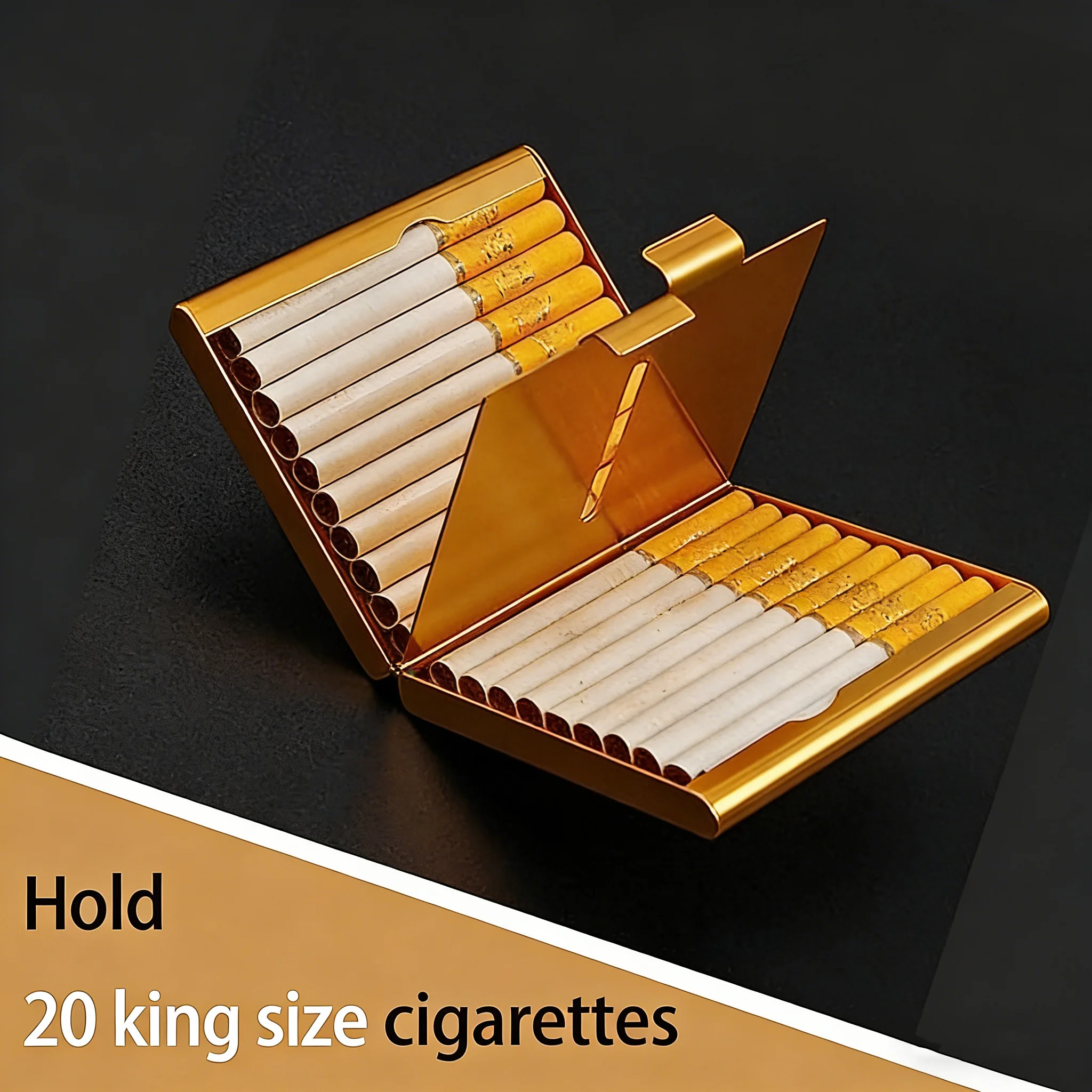 Caixa de cigarro de metal com abertura dupla, grande capacidade, 20 palitos, suporte para cigarros, à prova de umidade, presente ideal, acessórios para fumar