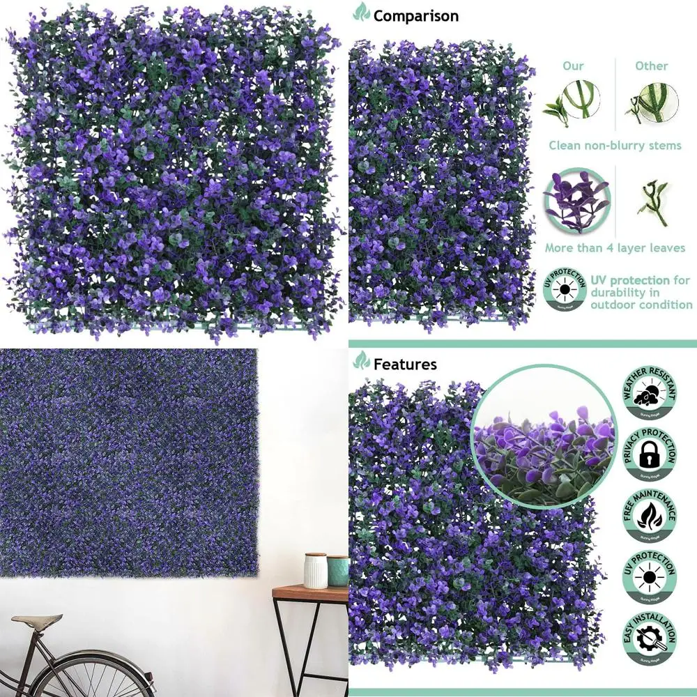 

Искусственные панели из боксуса 20x20 см - Декор для стен (уличный/интерьерный), живая изгородь, лаванда