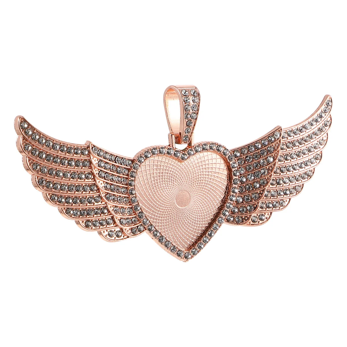 1Pcs Alloy Heart Pendant Tray Wing DIY Necklace Bracelet Jewelry Settings Gift Alloy Pendant Tray
