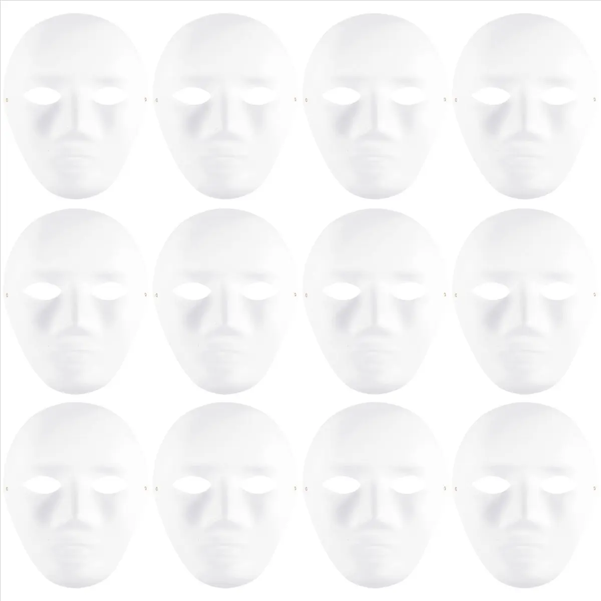 AA83 Maschera bianca, 12 pezzi Maschera a pieno facciale di Halloween Maschera vuota fai da te Danza Cosplay Party Maschera di carta in maschera semplice per decorare