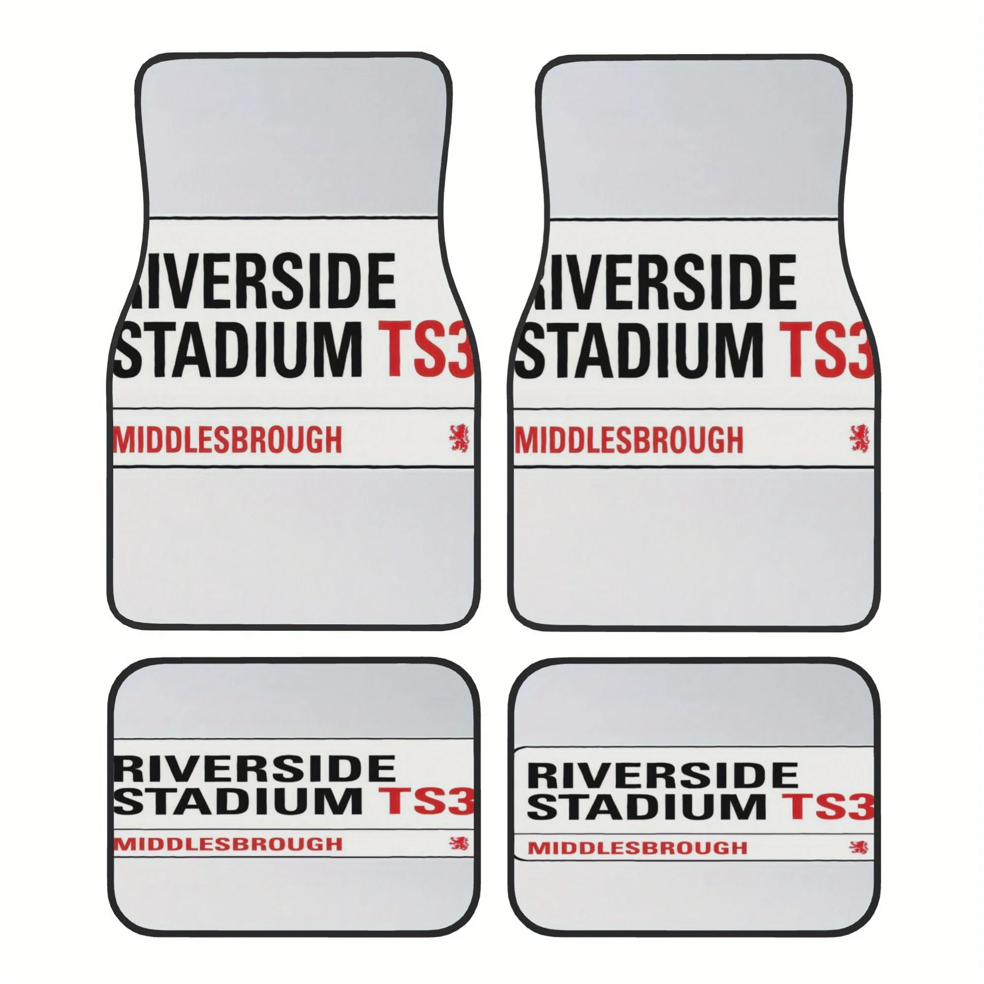4pcs Riverside Stadium Middlesbrough Car Mats | Thickened Polyester With Stain-Resistant And Wear-Resistant Performance, Trendy
