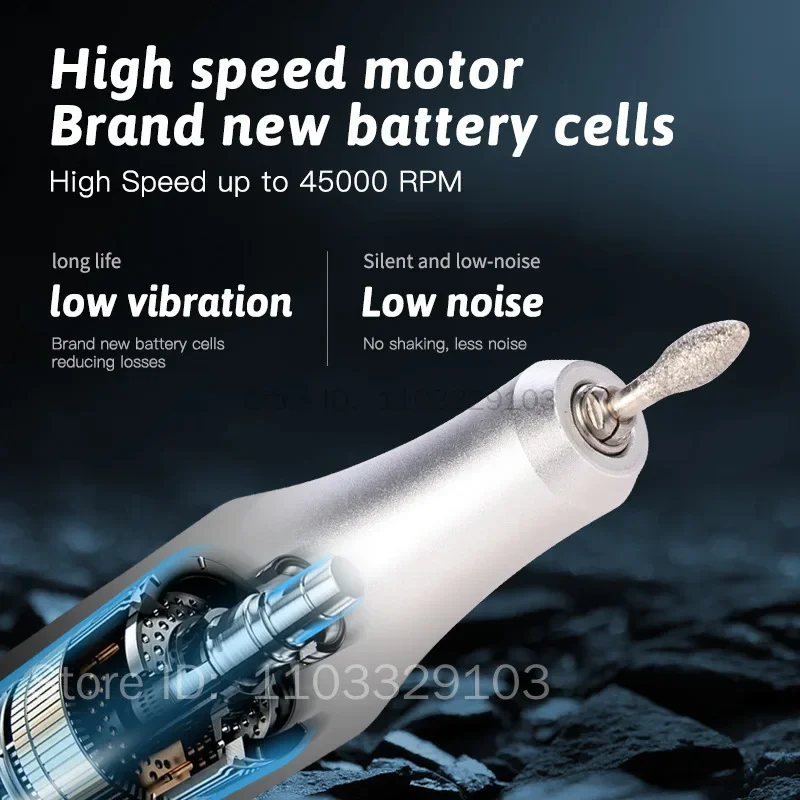 プロ用ネイルマシン 45000RPM 電動ネイルドリル ブルーブラック ネイルサンダー ジェル キューティクルリムーバー サロン向け