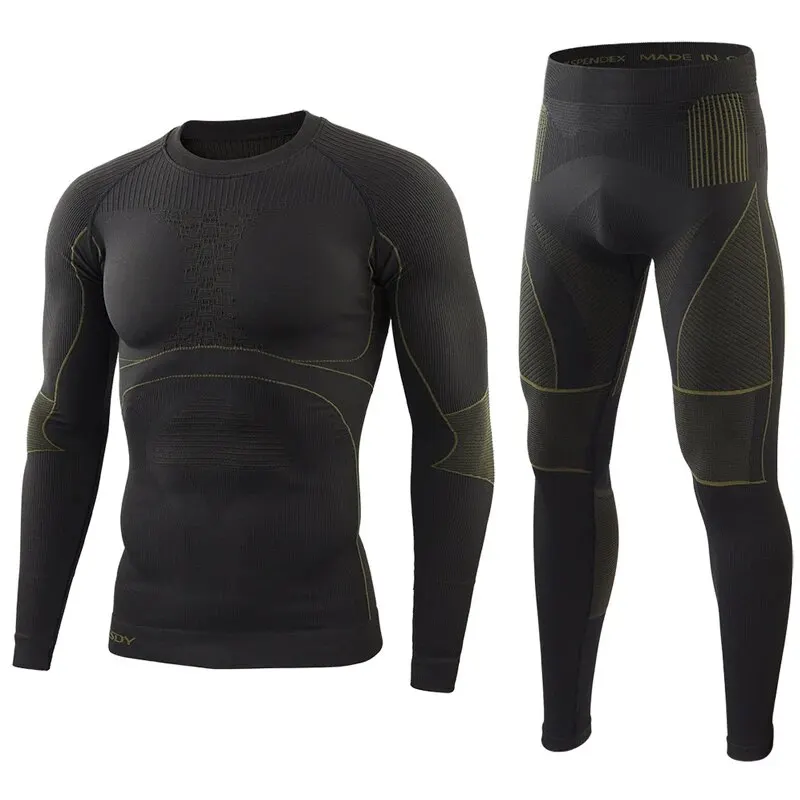 Men\'s New Outdoor Sports Cycling Wear Compression Function Thermal Underwear Set Tight Wicking Sweat Fitness Running Tracksuits