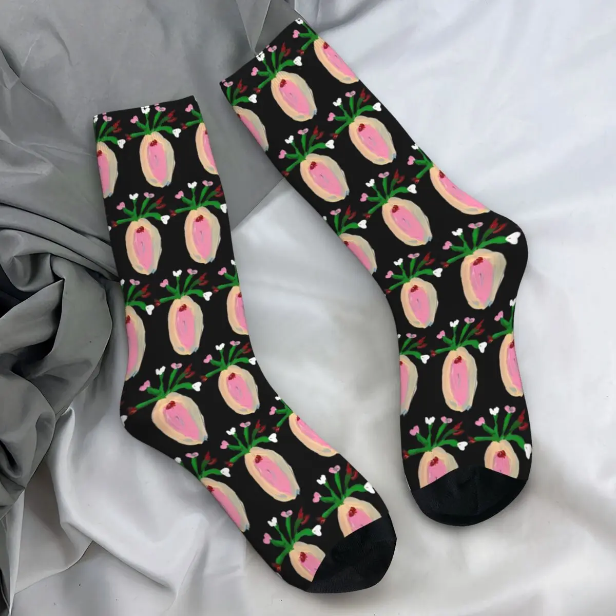 Vulva Flower Stockings Custom Modern Socks Autumn Anti Slip Socks Unisex Men Running Sports Soft Socks