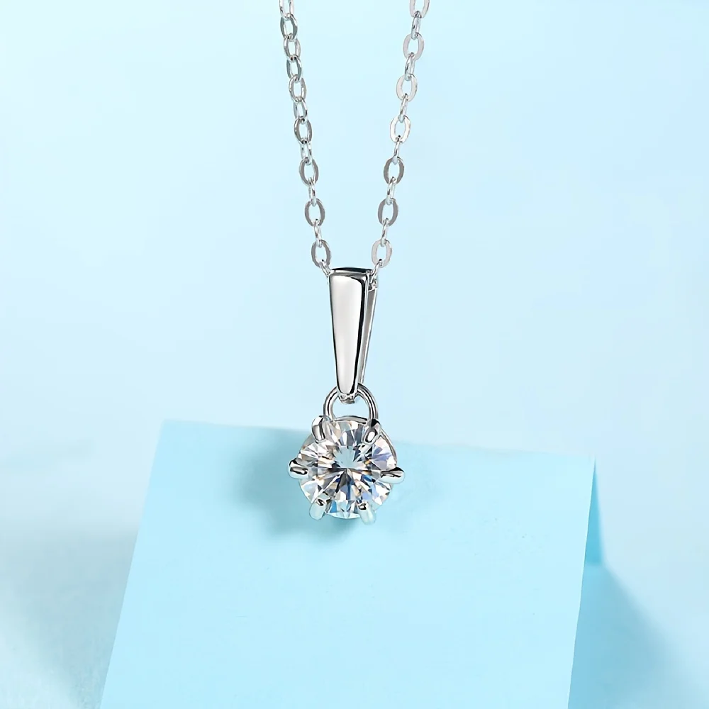 

Elegant 5-carat moissanite pendant necklace, 925 sterling silver - perfect for birthdays, holidays and special occasions, perfec